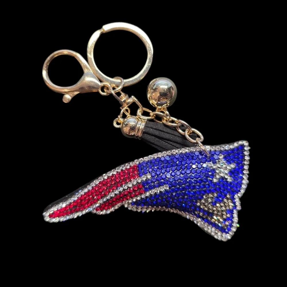 New England Patriots Rhinestone Bag Charm Keychain